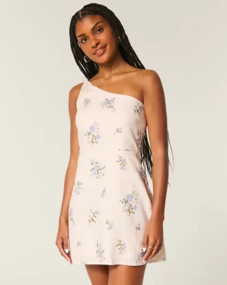 Asymetryczna mini sukienka z mieszanki lnu