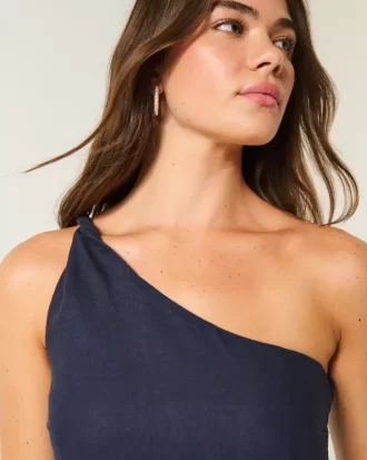 Asymetryczna mini sukienka z mieszanki lnu