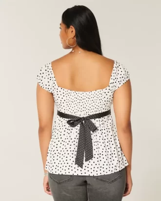 Łatwy satynowy top typu babydoll z wiązaniem