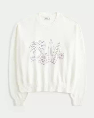 Łatwy sweter z grafiką West Coast Beach