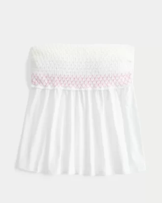 Łatwy top typu babydoll bez ramiączek z marszczeniami