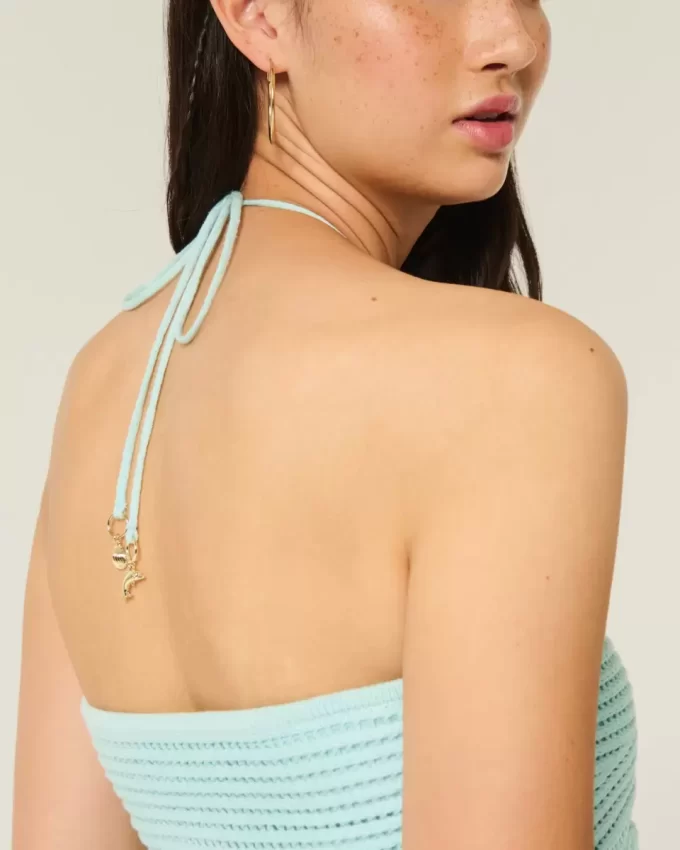 Łatwy w noszeniu top typu babydoll bez ramiączek, szydełkowany Łatwy w noszeniu top typu babydoll bez ramiączek, szydełkowany