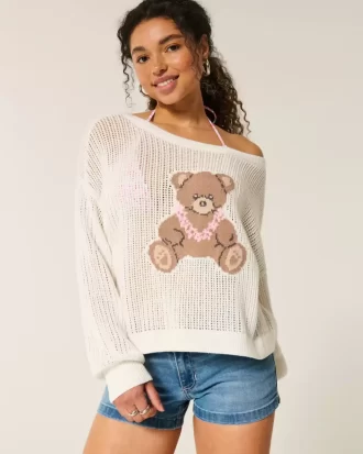 Łatwy w szyciu, luźny sweter z grafiką