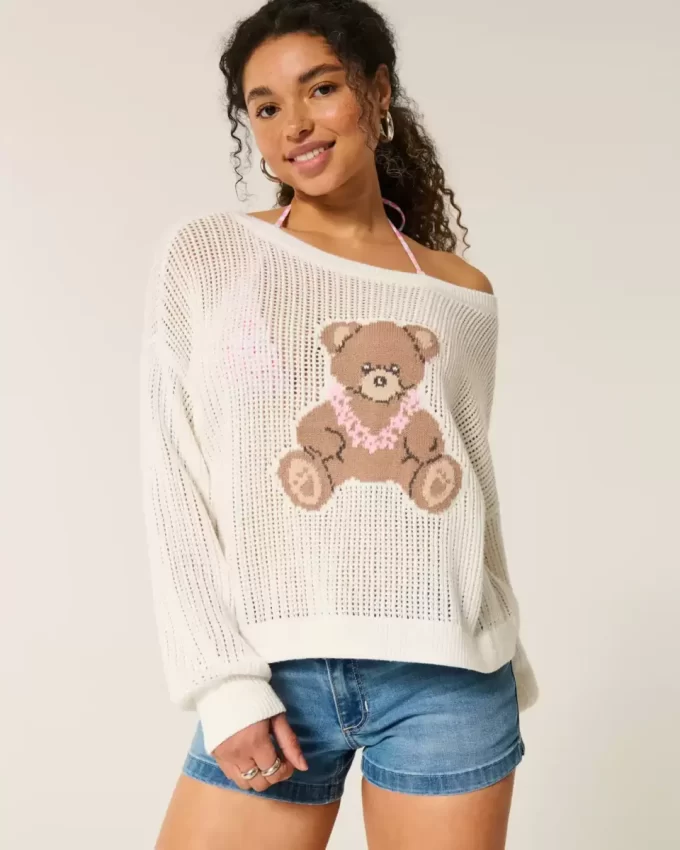 Łatwy w szyciu, luźny sweter z grafiką Łatwy w szyciu, luźny sweter z grafiką