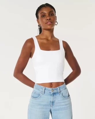 Bezszwowy top z kwadratowym dekoltem