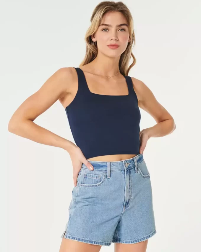 Bezszwowy top z kwadratowym dekoltem