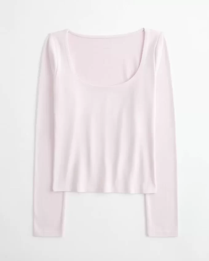 Bezszwowy top z materiału typu „scoop”