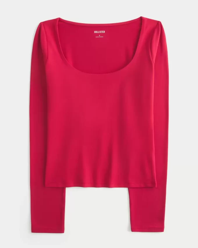 Bezszwowy top z materiału typu „scoop”