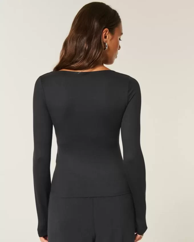 Bezszwowy top z materiału typu „scoop”