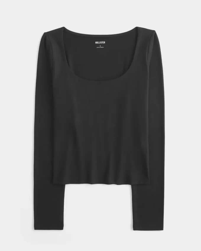 Bezszwowy top z materiału typu „scoop”