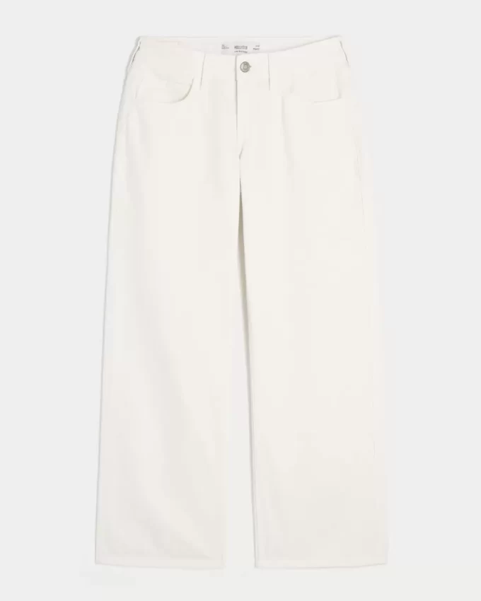 Białe, luźne jeansy z niskim stanem