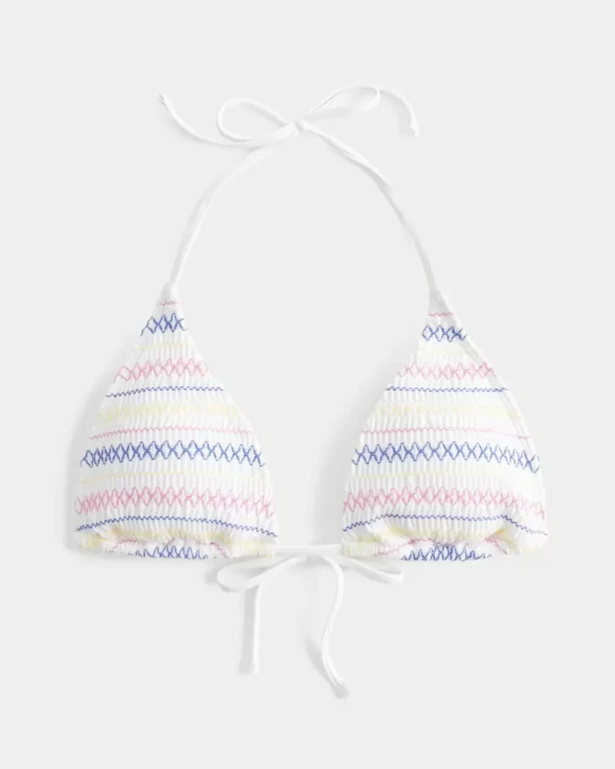 Biustonosz bikini typu halter z marszczeniami i trójkątem