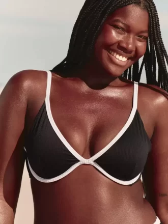 Biustonosz bikini z fiszbinami i głębokim dekoltem