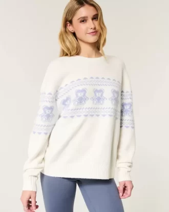 Bluza Hollister Comfy Cloud Teddy Bear Graphic Crew
