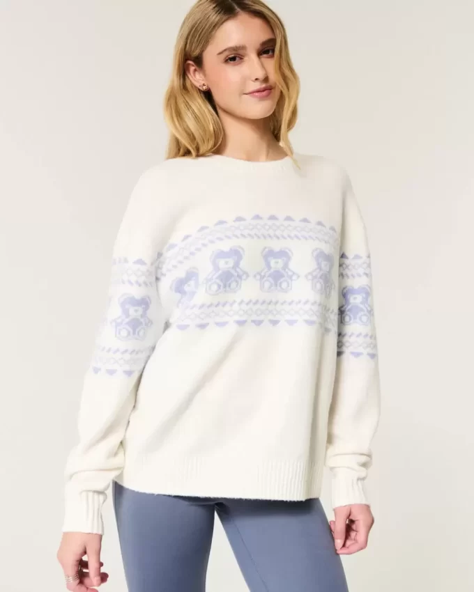 Bluza Hollister Comfy Cloud Teddy Bear Graphic Crew