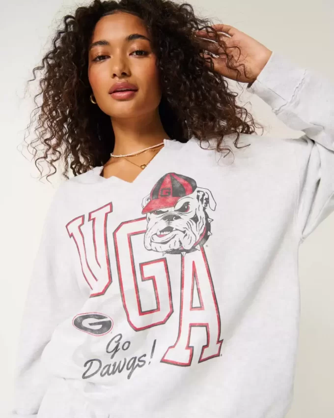 Bluza UGA Dawgs z grafiką i wycięciem pod szyją w dużym rozmiarze