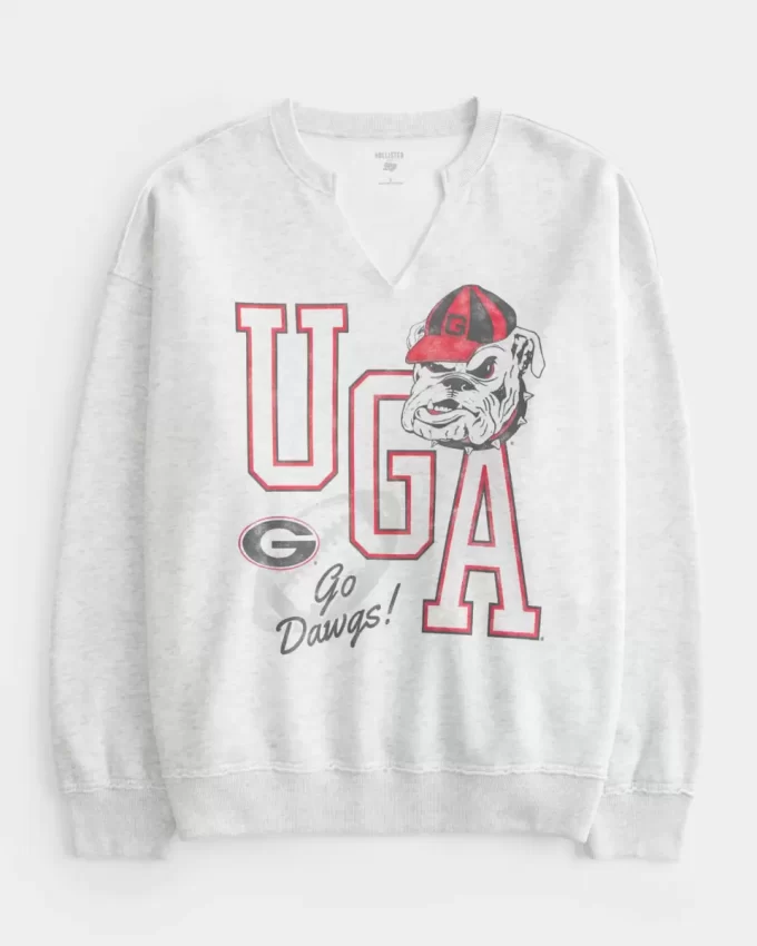 Bluza UGA Dawgs z grafiką i wycięciem pod szyją w dużym rozmiarze