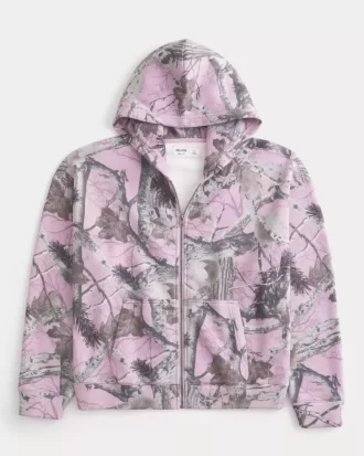 Bluza z kapturem Boxy Camo zapinana na zamek