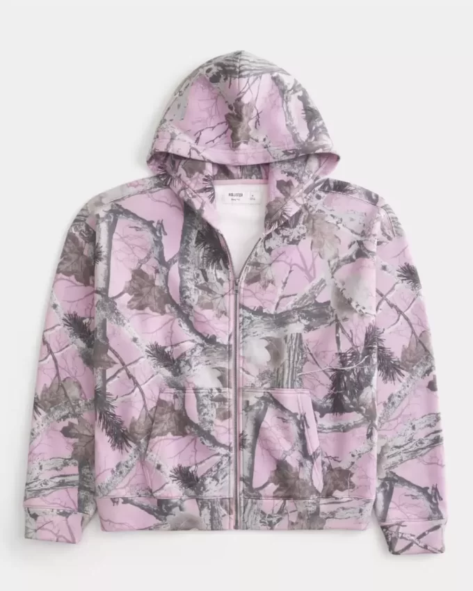 Bluza z kapturem Boxy Camo zapinana na zamek