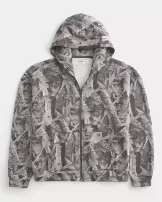 Bluza z kapturem Boxy Camo zapinana na zamek