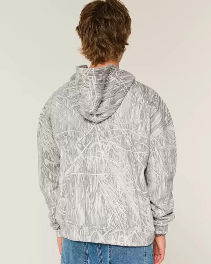 Bluza z kapturem Boxy Camo zapinana na zamek