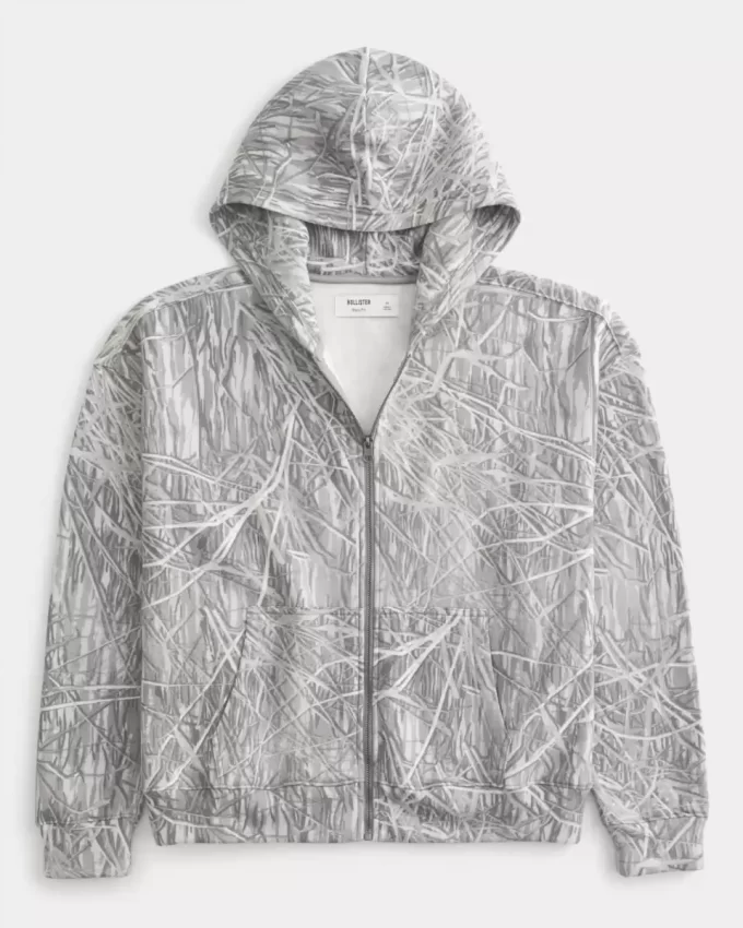 Bluza z kapturem Boxy Camo zapinana na zamek