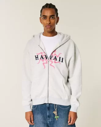 Bluza z kapturem Boxy Hawaii Graphic Zip-Up