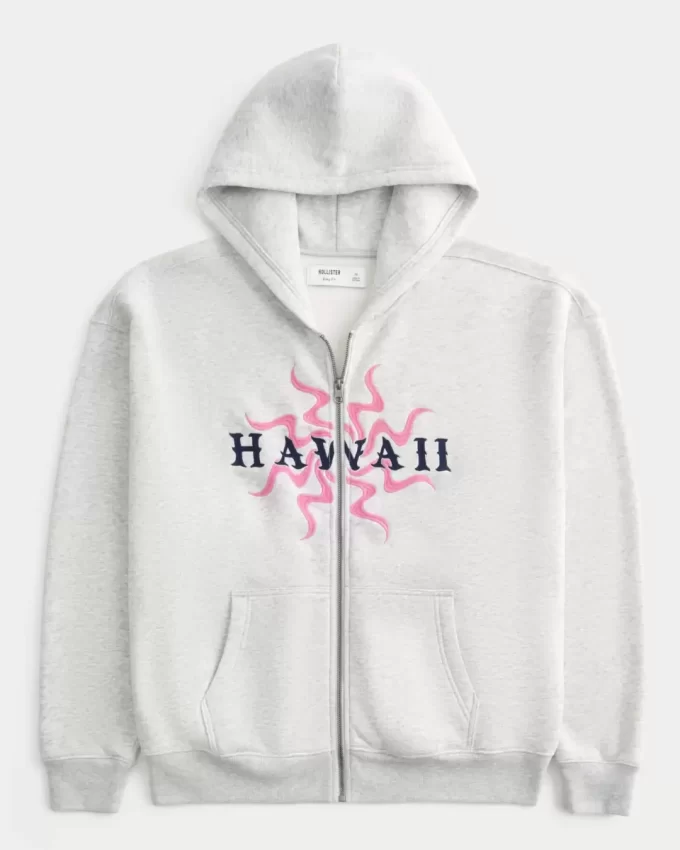 Bluza z kapturem Boxy Hawaii Graphic Zip-Up