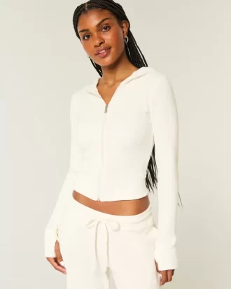 Bluza z kapturem Gilly Hicks Waffle z zamkiem błyskawicznym