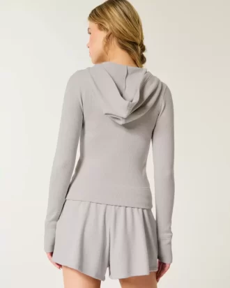 Bluza z kapturem Gilly Hicks Waffle z zamkiem błyskawicznym