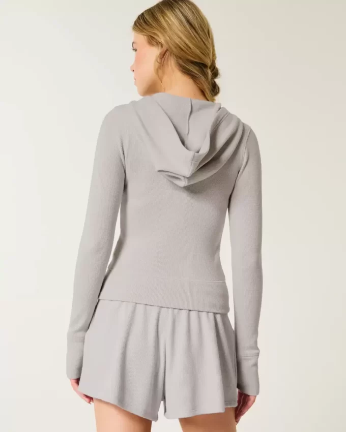 Bluza z kapturem Gilly Hicks Waffle z zamkiem błyskawicznym Bluza z kapturem Gilly Hicks Waffle z zamkiem błyskawicznym