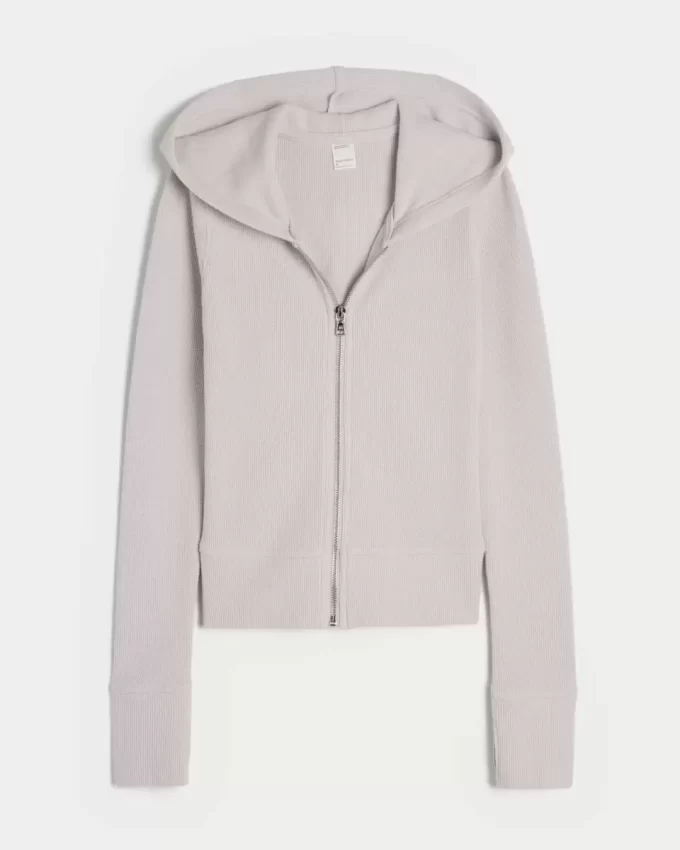 Bluza z kapturem Gilly Hicks Waffle z zamkiem błyskawicznym Bluza z kapturem Gilly Hicks Waffle z zamkiem błyskawicznym