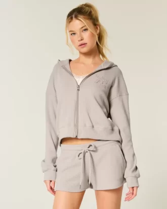 Bluza z kapturem Gilly Hicks Zip-Up Waffle