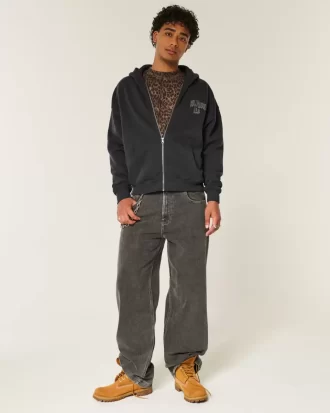 Bluza z kapturem i zamkiem błyskawicznym Boxy Hollywood Graphic