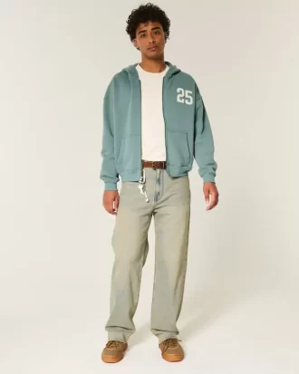 Bluza z kapturem i zamkiem błyskawicznym Boxy Number Graphic