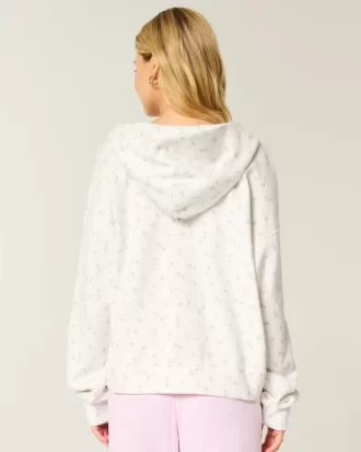 Bluza z kapturem i zamkiem błyskawicznym w dużym rozmiarze i kwiatowym wzorem Bluza z kapturem i zamkiem błyskawicznym w dużym rozmiarze i kwiatowym wzorem