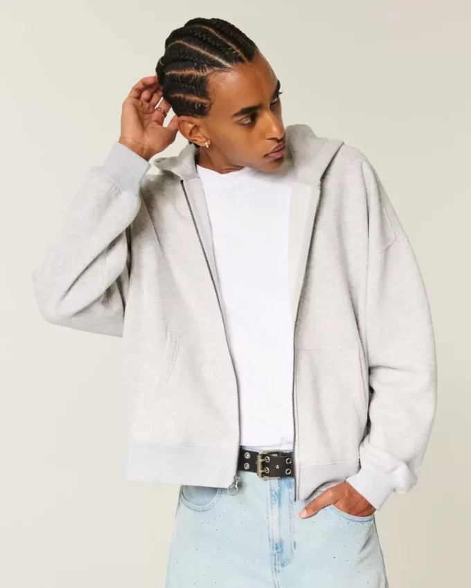 Bluza z kapturem i zamkiem błyskawicznym w kształcie prostokąta Bluza z kapturem i zamkiem błyskawicznym w kształcie prostokąta