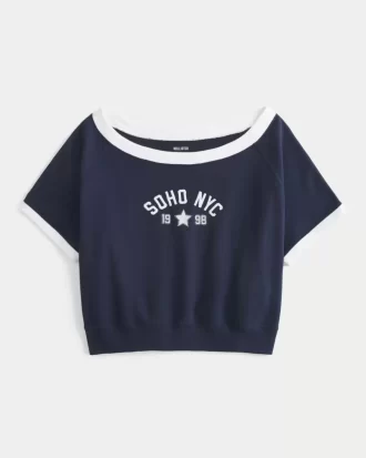 Bluza z krótkim rękawem z polaru frotte i grafiką