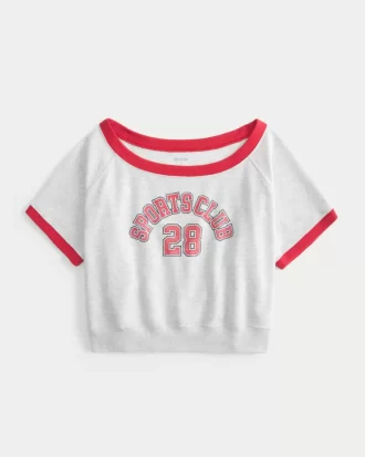 Bluza z krótkim rękawem z polaru frotte i grafiką