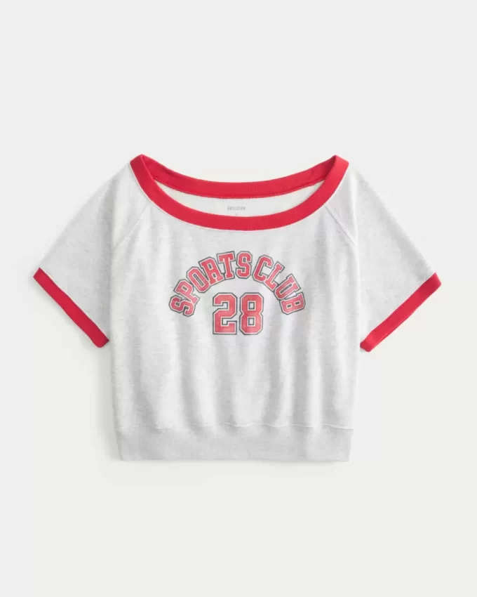 Bluza z krótkim rękawem z polaru frotte i grafiką