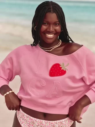 Bluza z nadrukiem California Graphic Crew z odkrytymi ramionami