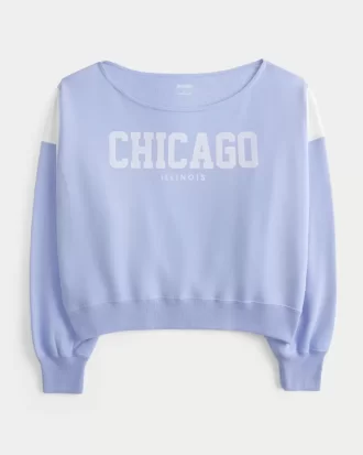 Bluza z nadrukiem Chicago z odkrytymi ramionami