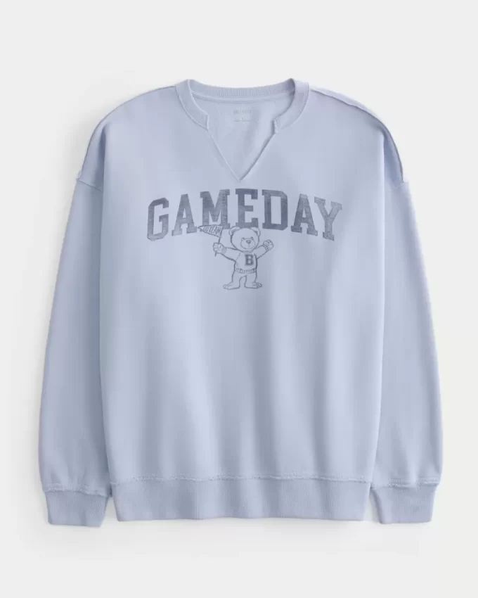Bluza z nadrukiem Gameday Oversized z wycięciem pod szyją