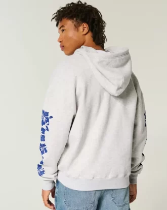 Bluza z nadrukiem Hawaje z zamkiem błyskawicznym w stylu boxy