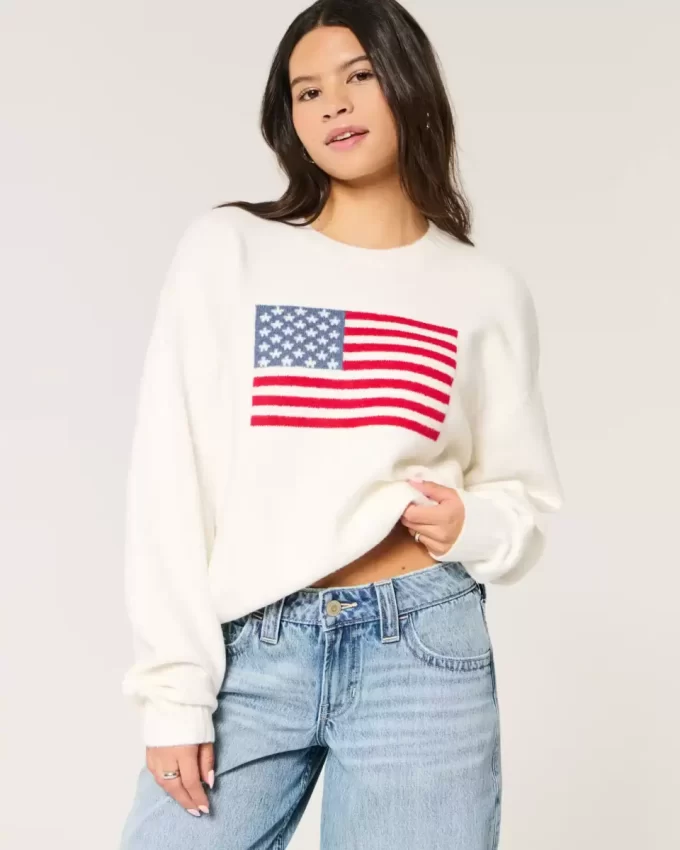 Bluza z nadrukiem Hollister Comfy Cloud American Flag