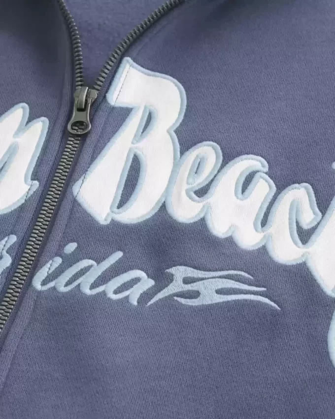 Bluza z nadrukiem Palm Beach w stylu boxy z zamkiem błyskawicznym