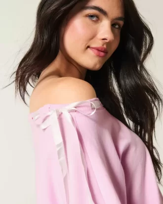 Bluza z odkrytymi ramionami i wiązaniem