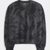 Bluza z okrągłym dekoltem i łatwym do barwienia wzorem tie-dye Bluza z okrągłym dekoltem i łatwym do barwienia wzorem tie-dye