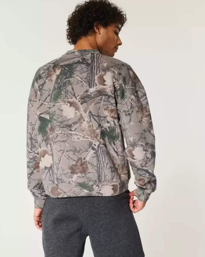 Bluza z okrągłym dekoltem i logo Boxy Camo Bluza z okrągłym dekoltem i logo Boxy Camo