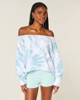 Bluza z podwójnym odkrytym ramieniem i łatwym do barwienia tie-dye